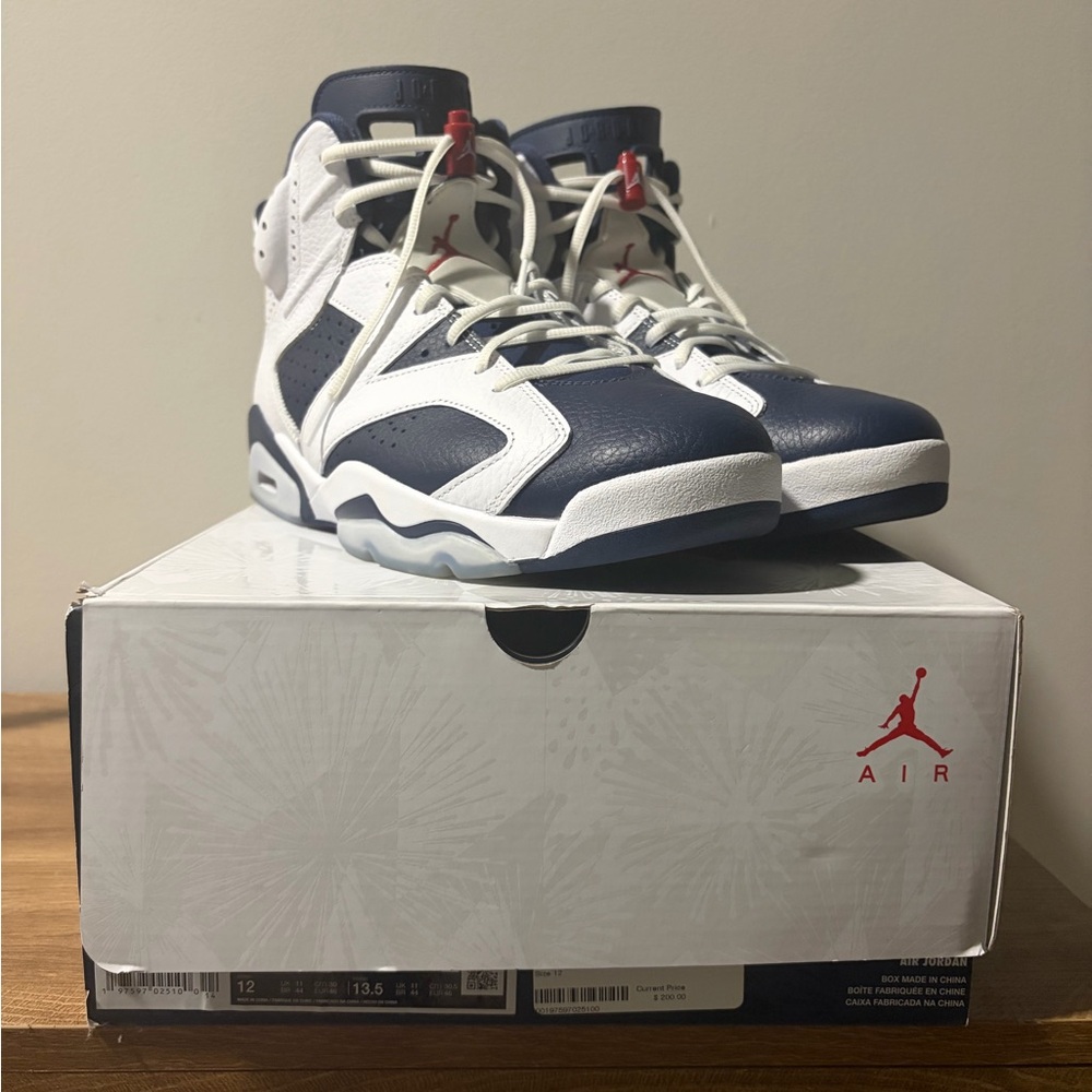 Air Jordan 6 Retro Sneakers - Navy and White (Olympic)
